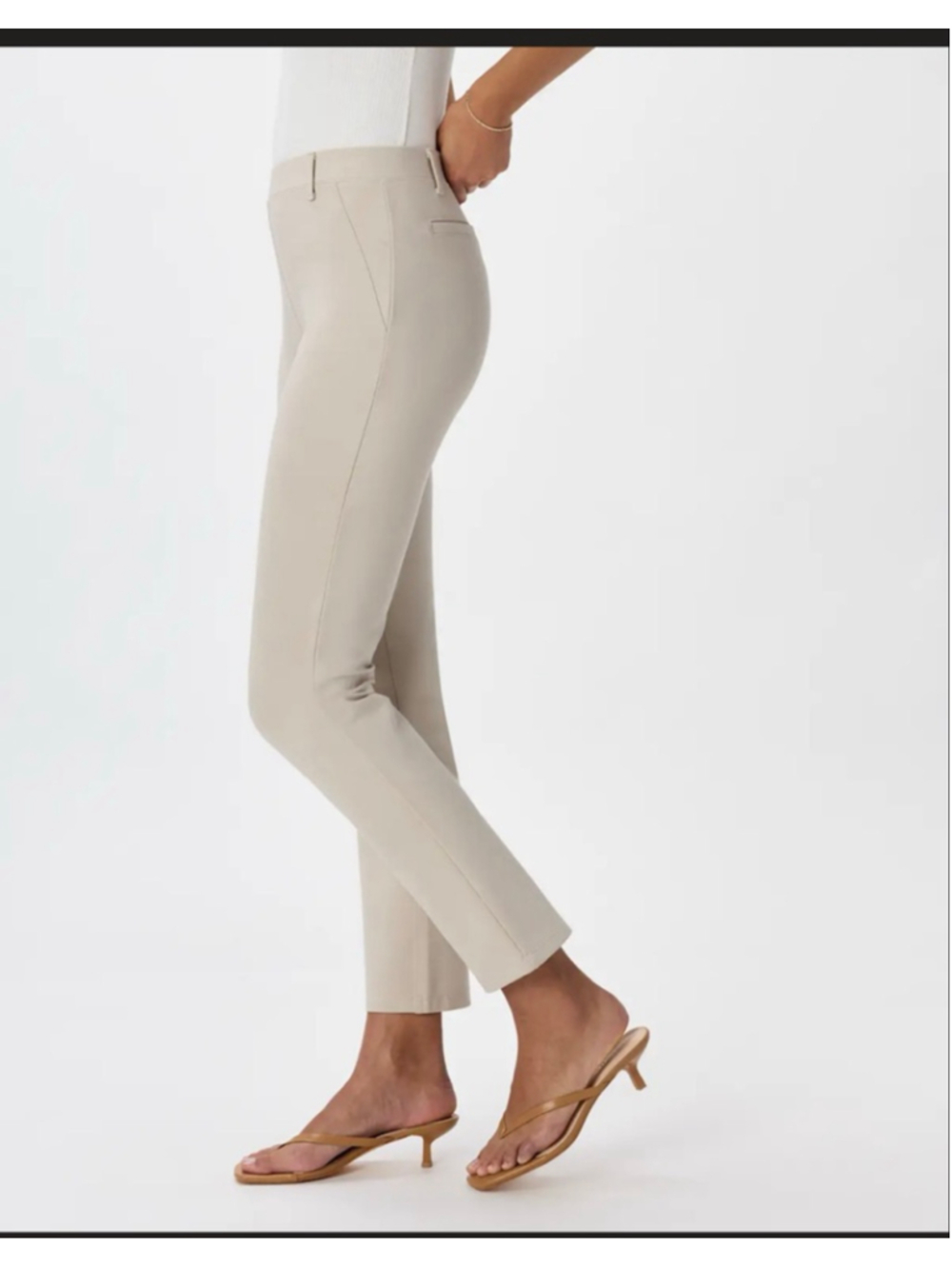 Women's Quince Ecru Ponce Straight Leg Pants M - Picture 4 of 16